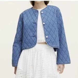 Kate Spade New Quilted Denim Cropped Jacket